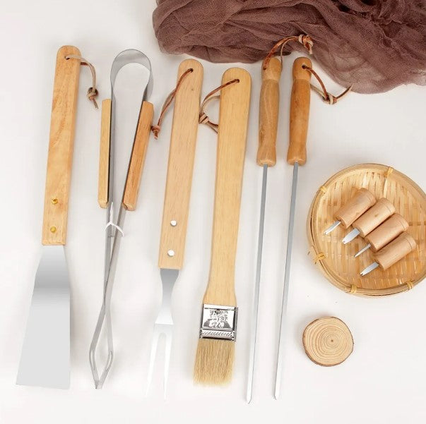 10-Piece Stainless Steel Braai Set with Handy Carry Bag