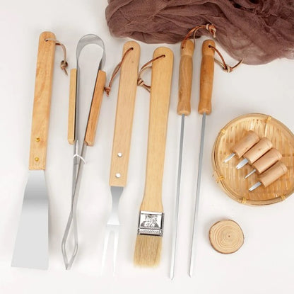 10-Piece Stainless Steel Braai Set with Handy Carry Bag