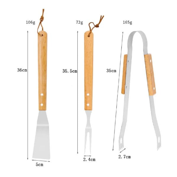 10-Piece Stainless Steel Braai Set with Handy Carry Bag