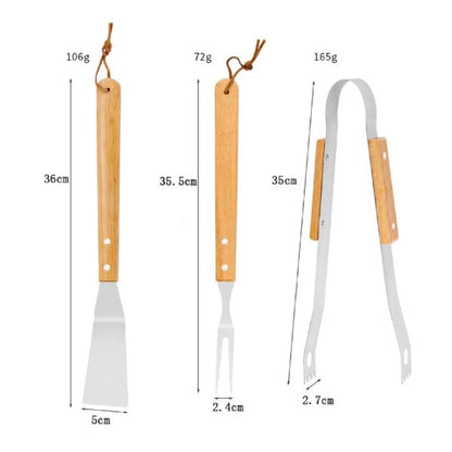 10-Piece Stainless Steel Braai Set with Handy Carry Bag