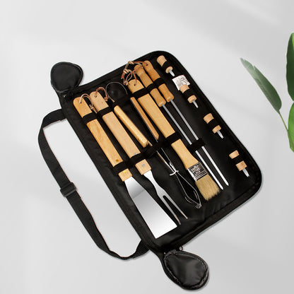 10-Piece Stainless Steel Braai Set with Handy Carry Bag